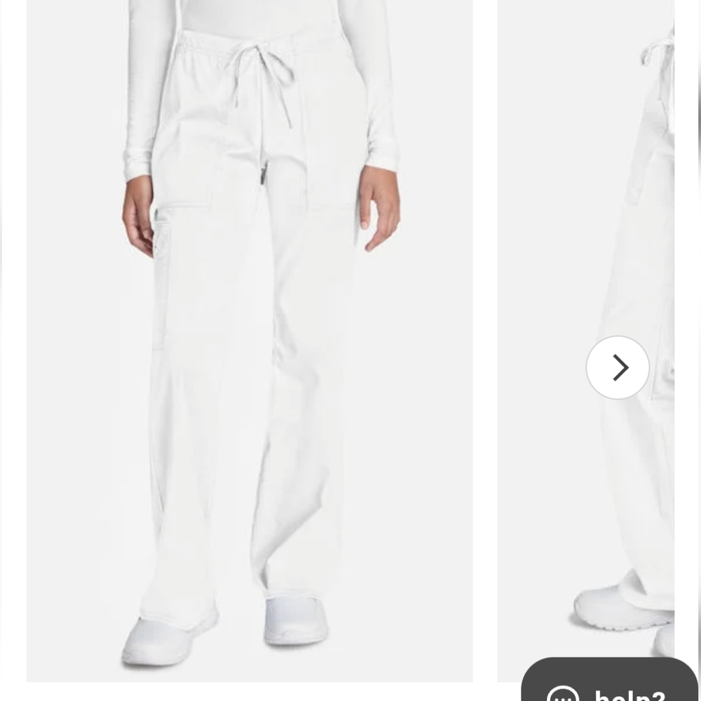 - Cherokee white wide leg straight cargo tie waist uniform/scrub pants